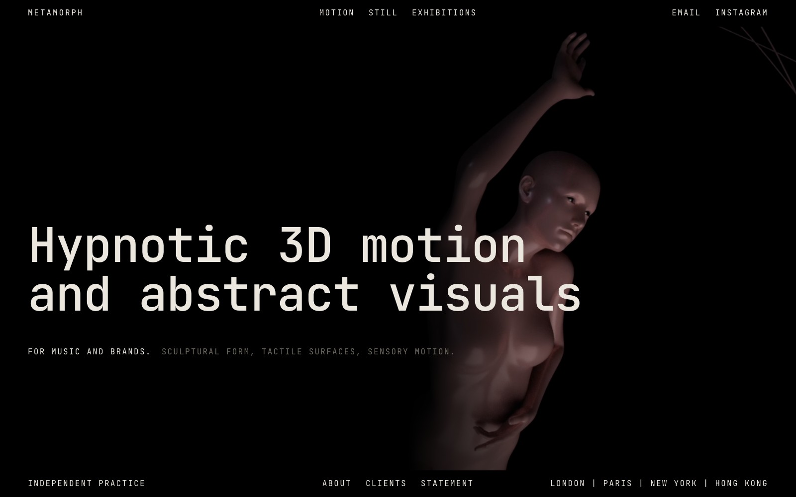 Metamorph - 3D motion and abstract visuals, homepage preview